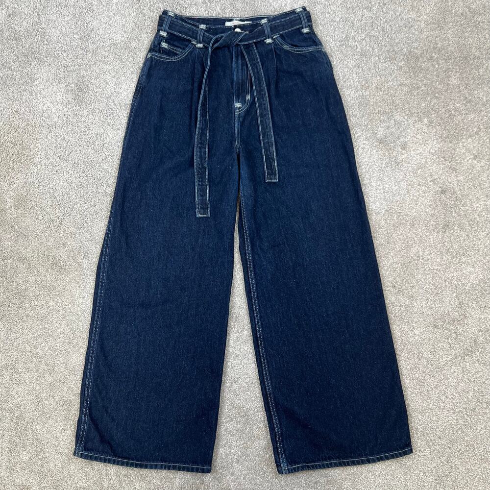 Levi's Red Positively Superior Wide Leg Loose Dark Wash Belted Jeans (Sz 28) - Picture 16 of 16